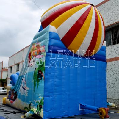 Children Cartoon Bear Double Slide and Bounce Inflatable Dry Slide